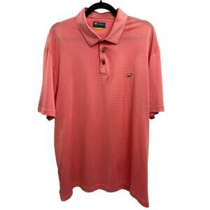 Mens Jack Nicklaus Coral Pink Striped Golf Polo Shirt Size XL